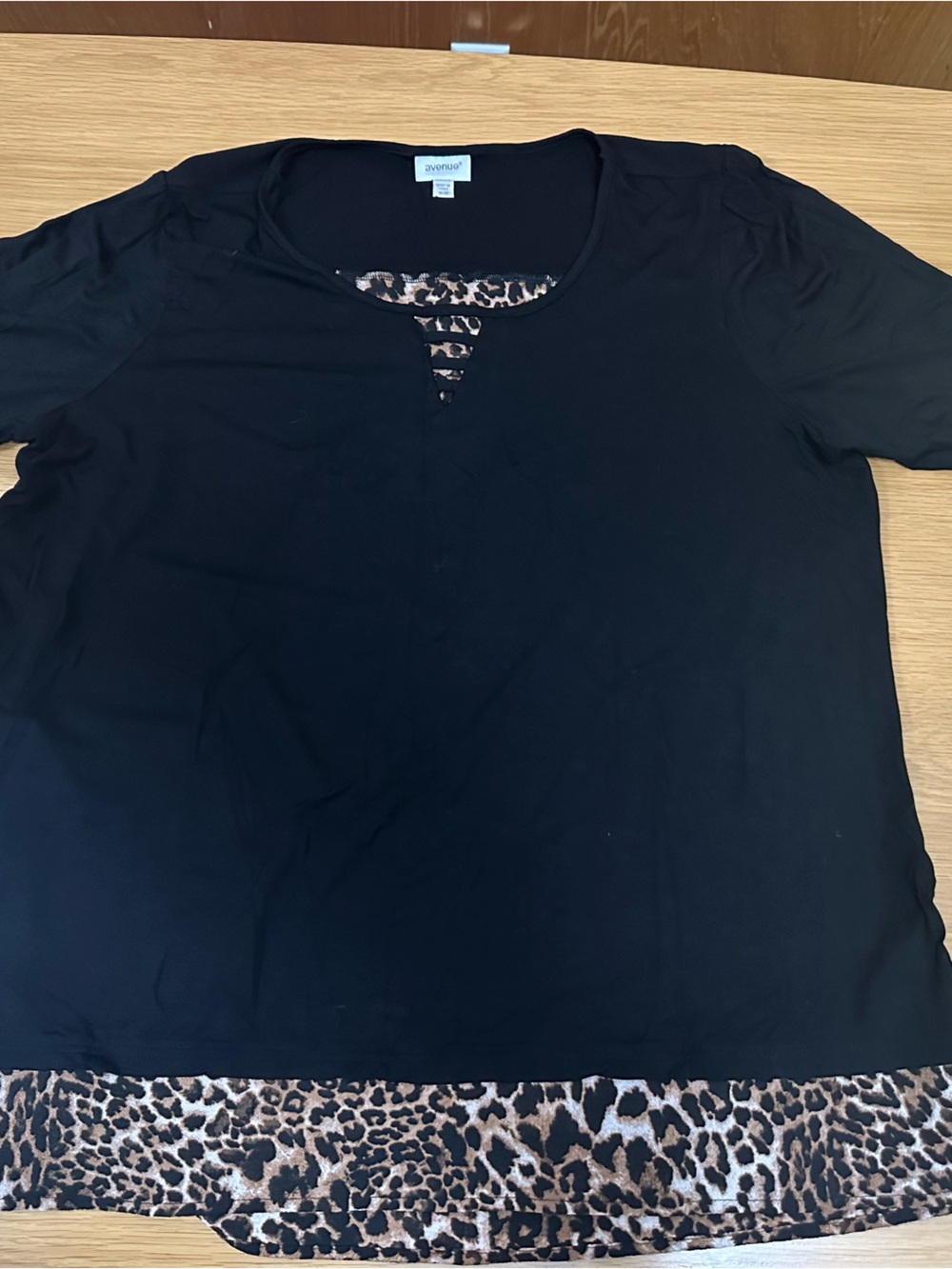 Avenue Black Tunic with Leopard Trim